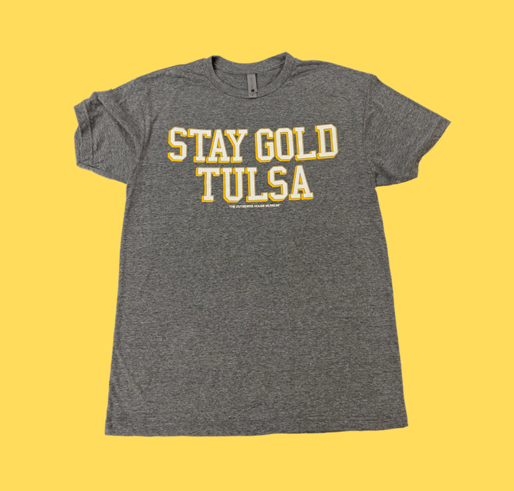 Gray shirt 2024 with gold print